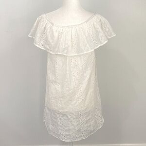 𝅺new WITH TAG BISHOP + YOUNG‎ EYELET RUFFLE OFF THE SHOULDER DRESS